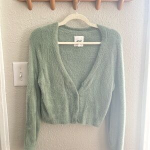 Aerie Fuzzy Cropped Cardigan